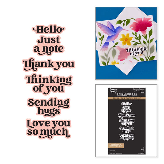 Spellbinders - Must-Have Sentiments Press + Foil Plate & Die Bundle by Simon Hurley