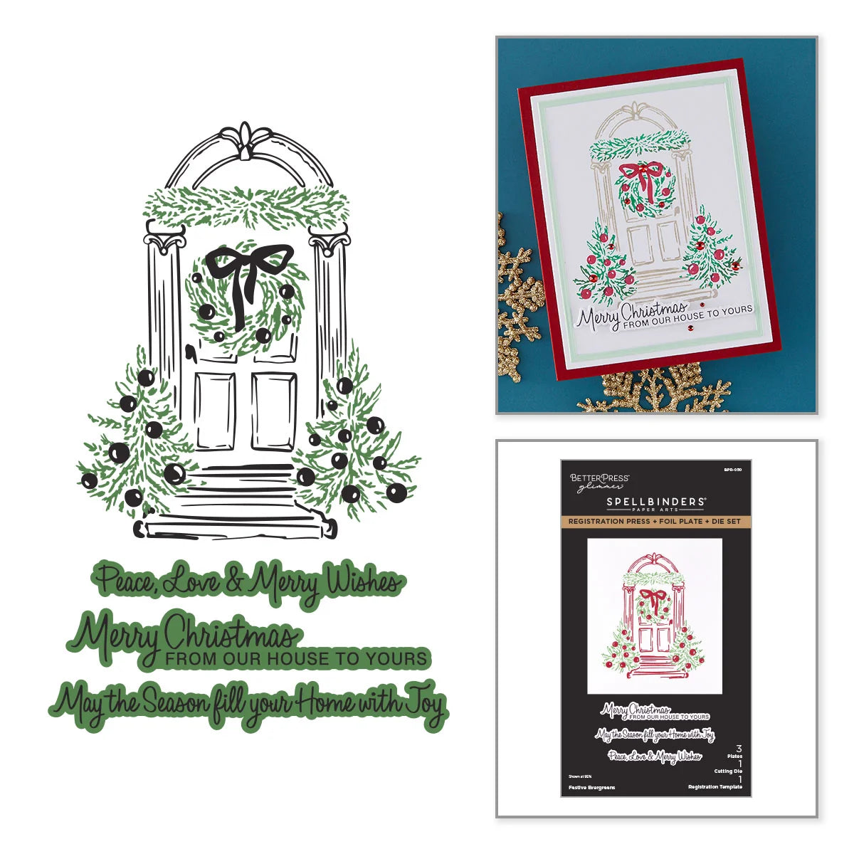 Spellbinders - Festive Evergreens Registration Press + Foil Plate & Die Bundle