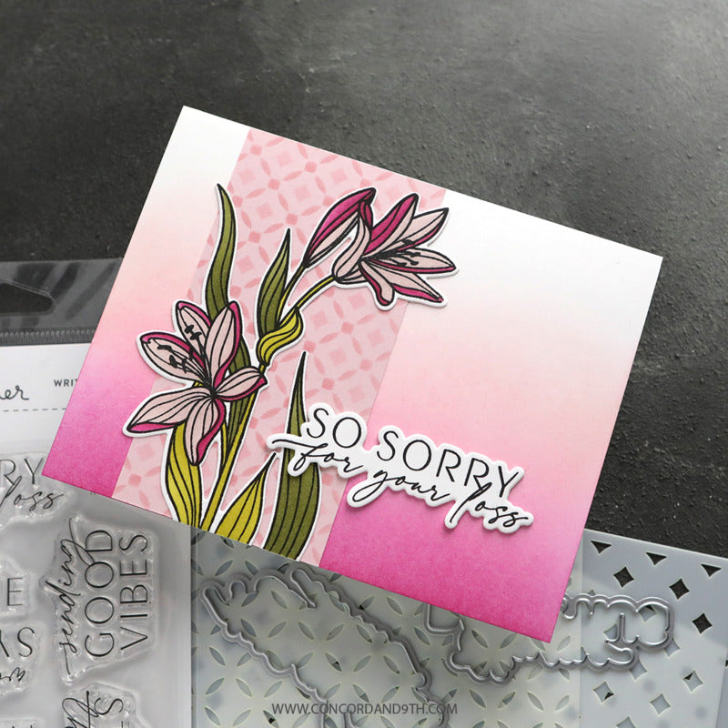 Concord & 9th - Long Line Lilies Stamp, Die & Stencil Bundle by Kristina Werner