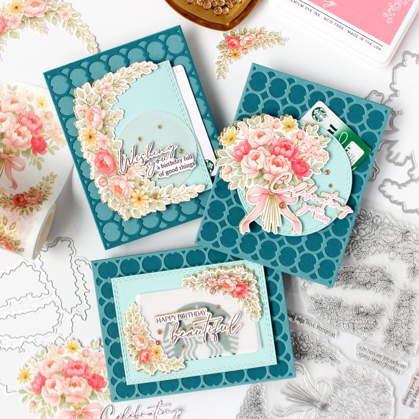Pinkfresh - Celebrate in Blooms - Stamp & Die Bundle