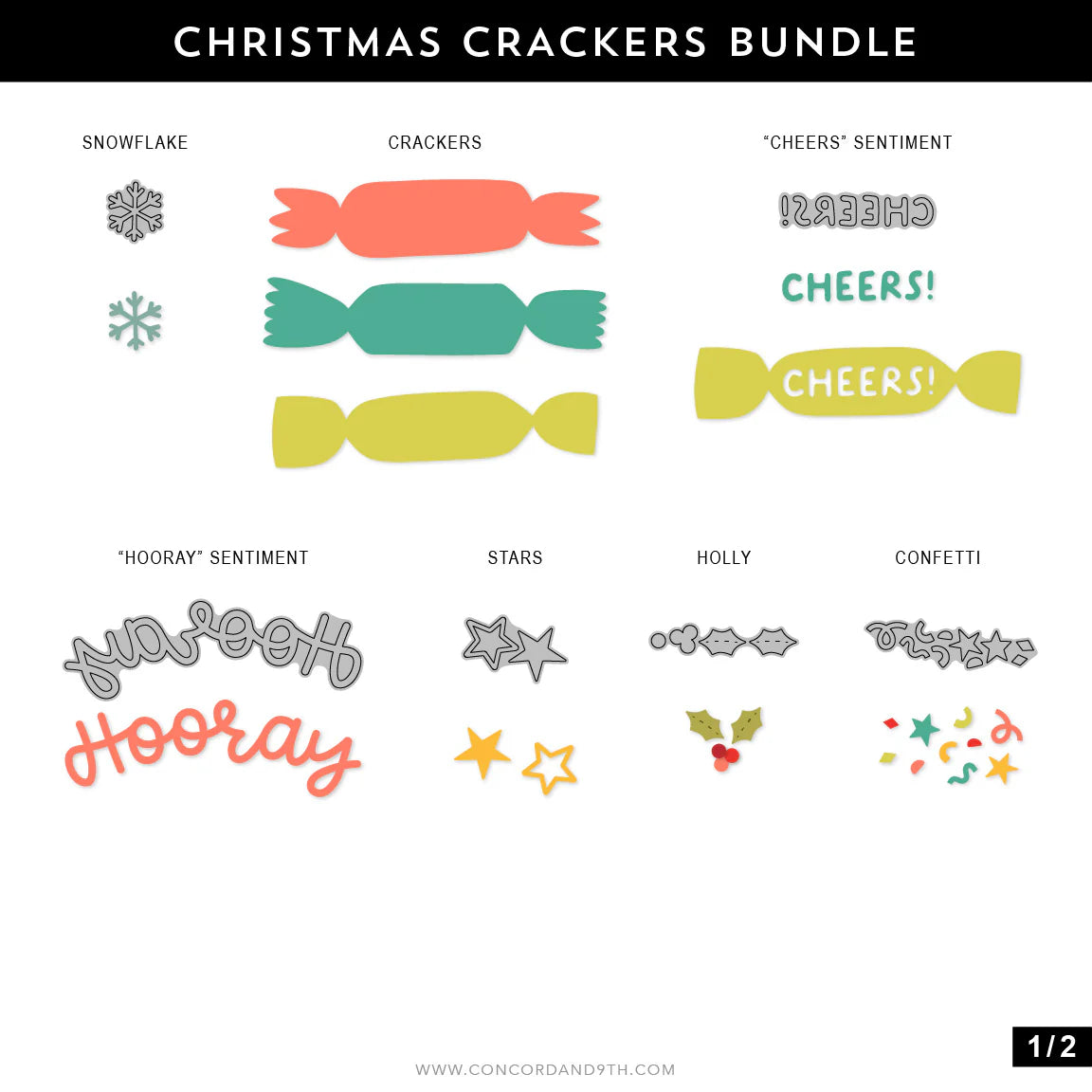 Concord & 9th - Christmas Crackers Stamp & Die Bundle