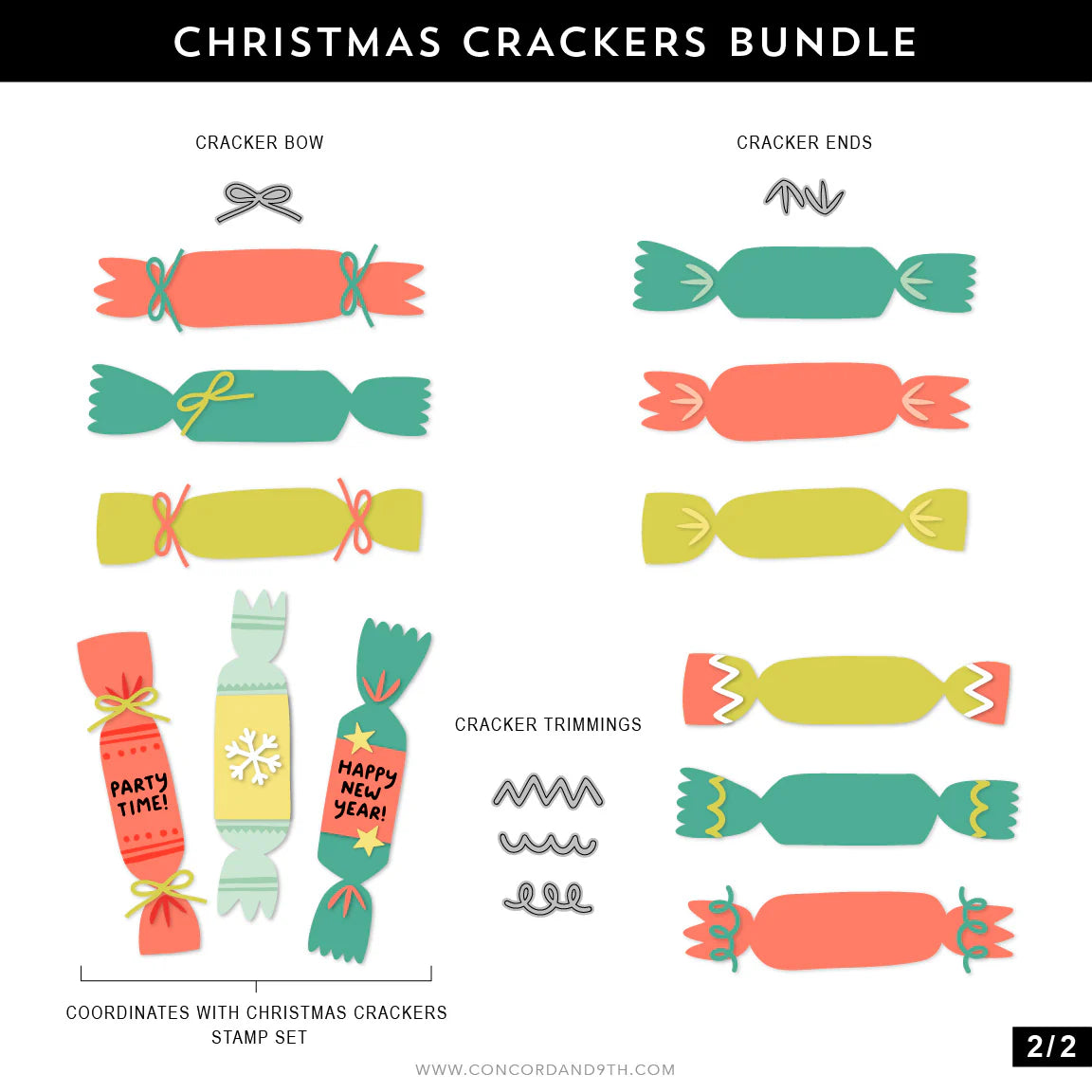 Concord & 9th - Christmas Crackers Stamp & Die Bundle