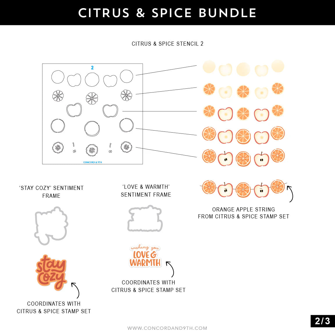 Concord & 9th - Citrus & Spice Stamp, Die & Stencil Bundle