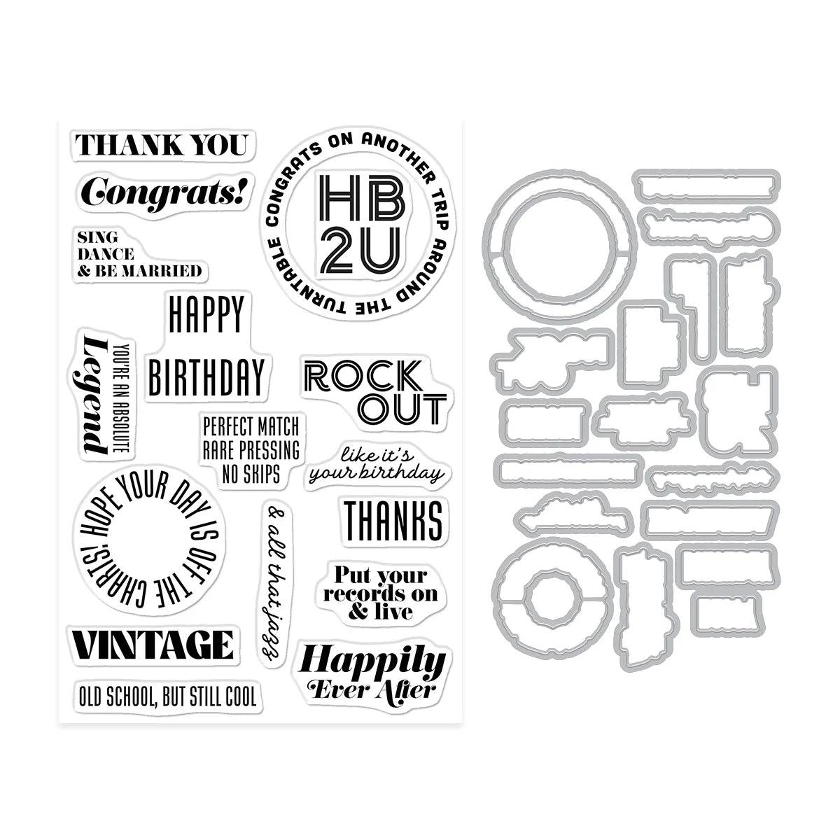 Hero Arts - Vintage Vinyl Stamp & Cut Bundle