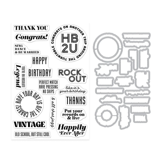 Hero Arts - Vintage Vinyl Stamp & Cut Bundle