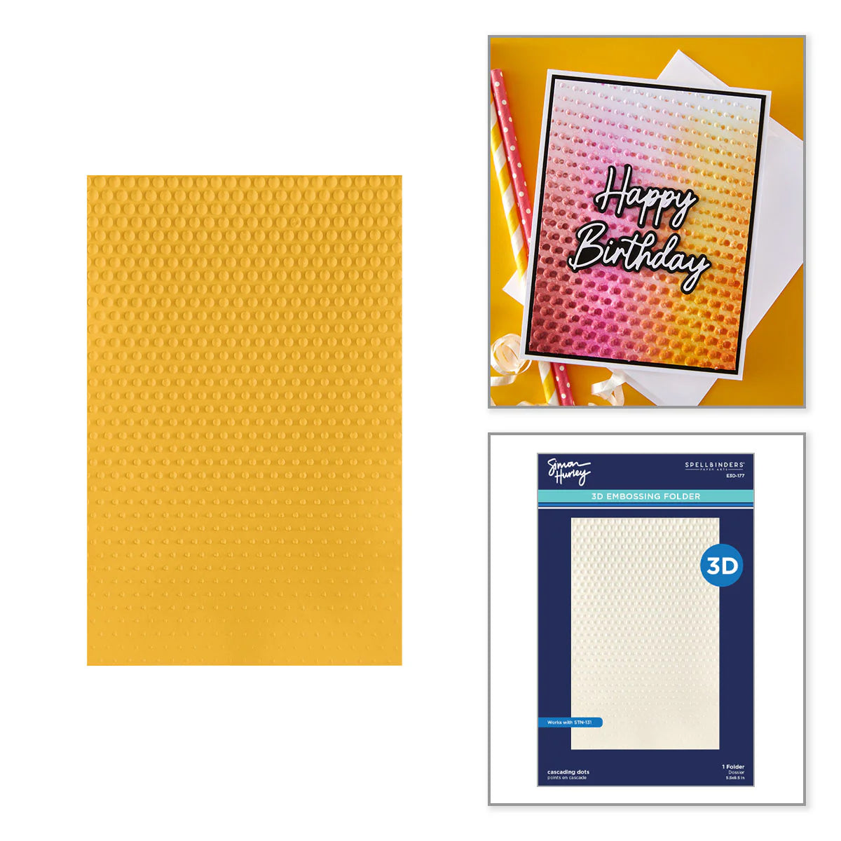 Spellbinders - Cascading Dots 3D Embossing Folder & Stencil Bundle by Simon Hurley