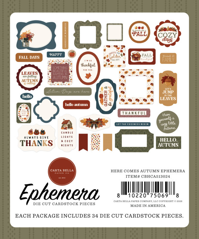 Carta Bella - Here Comes Autumn - Ephemera