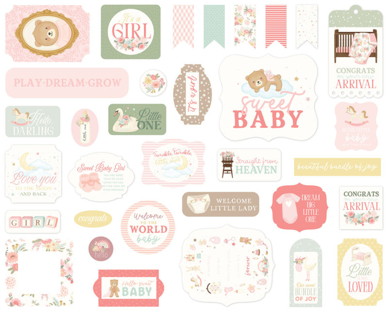 Carta Bella - Little Lullabies Baby Girl - Ephemera