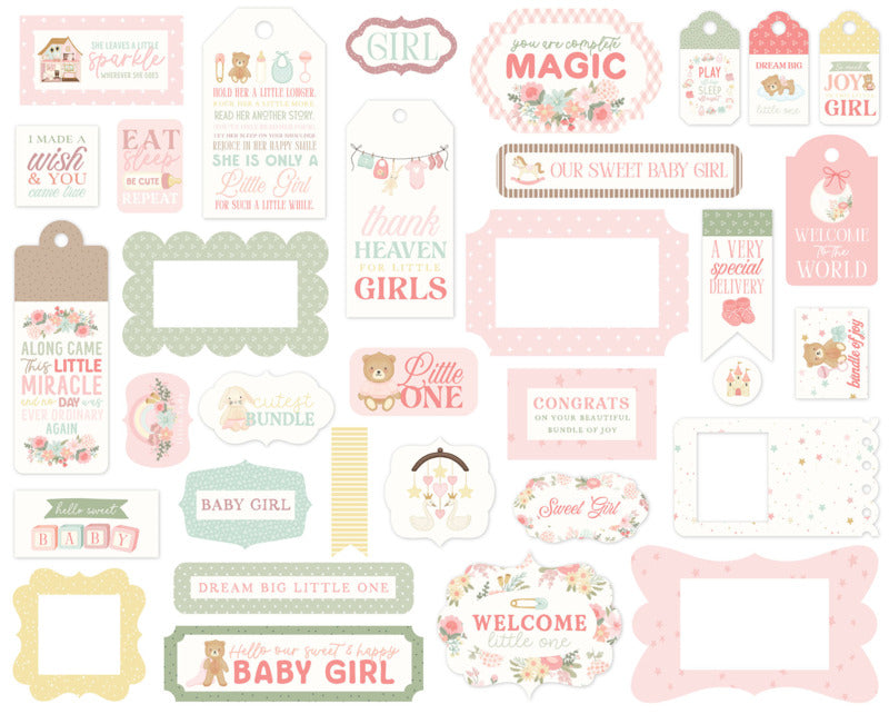 Carta Bella - Little Lullabies Baby Girl - Frames & Tags