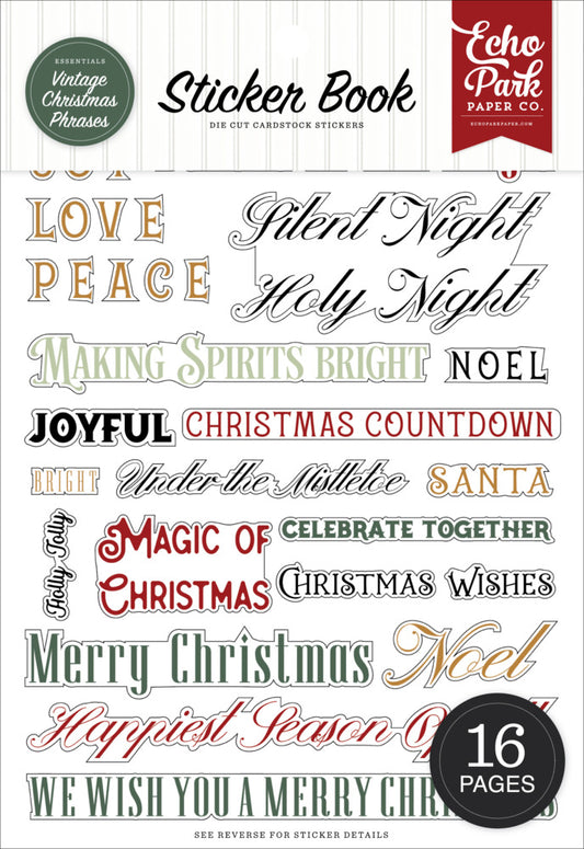 Echo Park - Sticker Book - Vintage Christmas Phrases