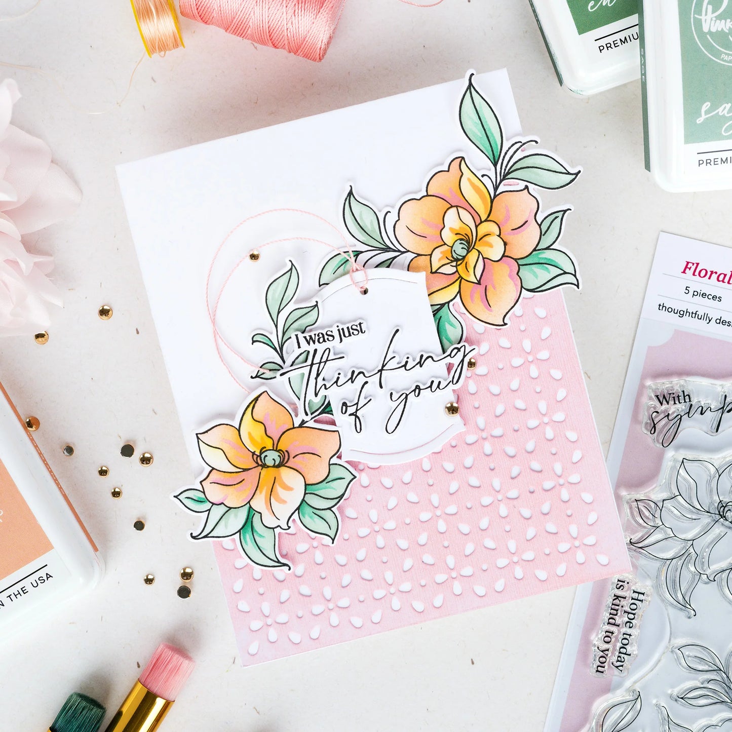 Pinkfresh - Floral Daydream Stamp, Die & Stencil Bundle