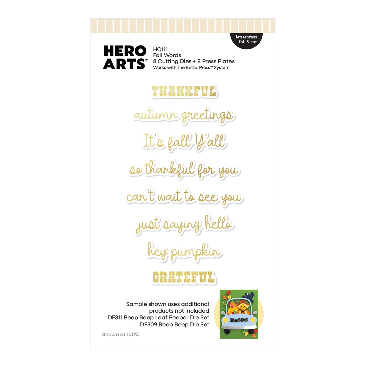 Hero Arts - Fall Words Letterpress + Foil & Cut