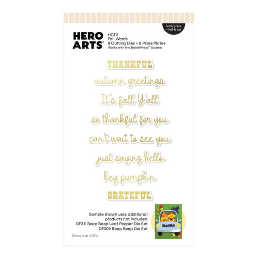 Hero Arts - Fall Words Letterpress + Foil & Cut
