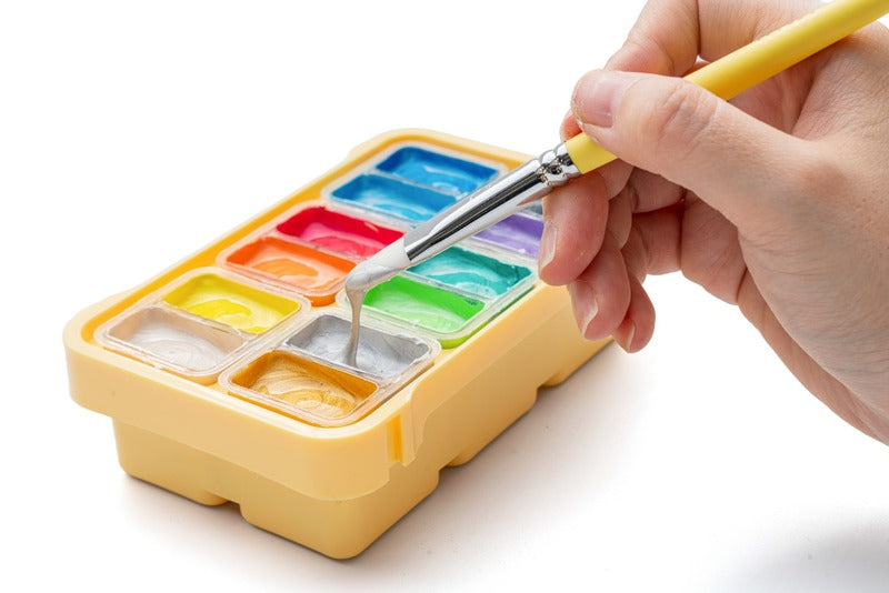 HIMI - Jelly Cup Gouache Paint Set - Yellow Case: 12 Cup Metallic