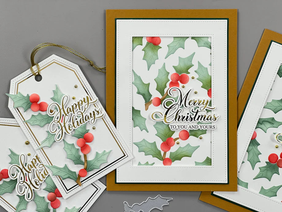 Gina K. - Jolly Holly 3D Embossing Folder, Die & Stencil Bundle