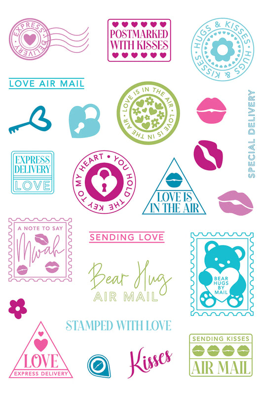 LDRS - Postage Collage - Hugs & Kisses Stamp Set
