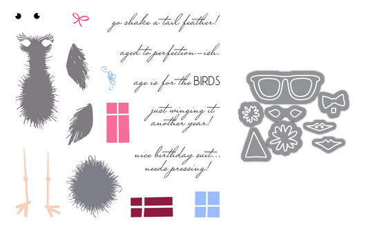 LDRS - Fuzzy Wuzzies Birthday Suit Add-On Stamp & Die Bundle