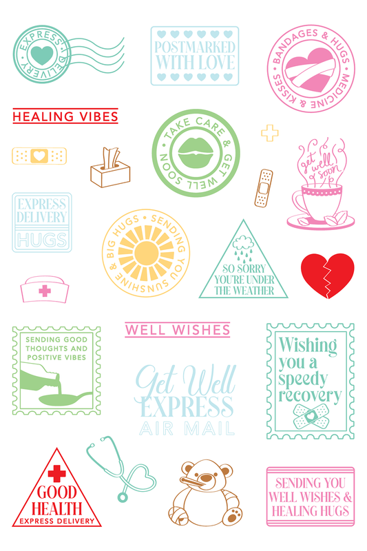 LDRS - Get Well Soon Postage Collage Stamp Set