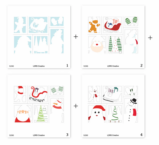 LDRS - Season's Greetings Postage Collage Stencil Set