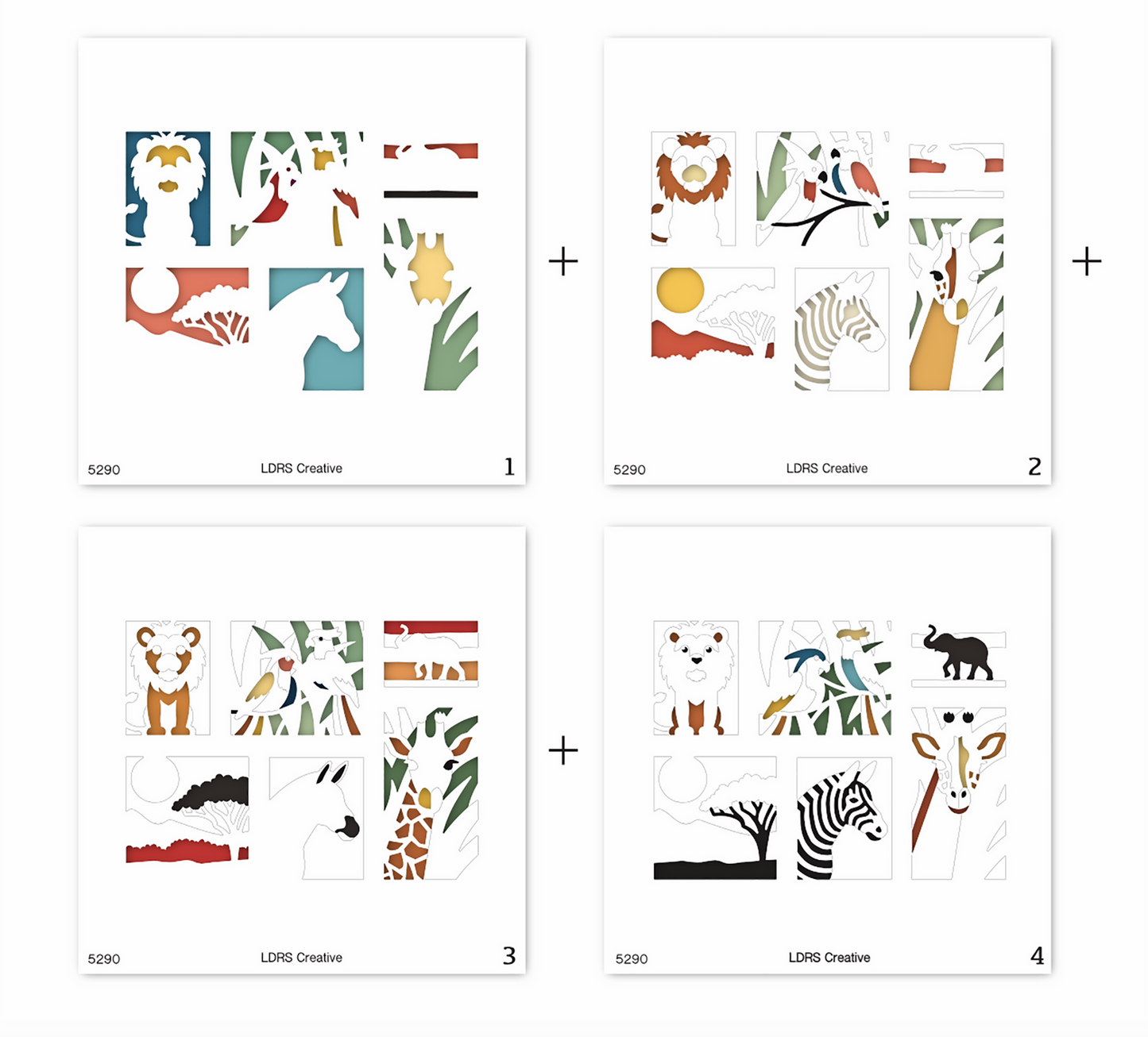 LDRS - Safari Postage Collage Layering Stencil