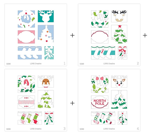 LDRS - Tis the Season Postage Collage Stencil Set