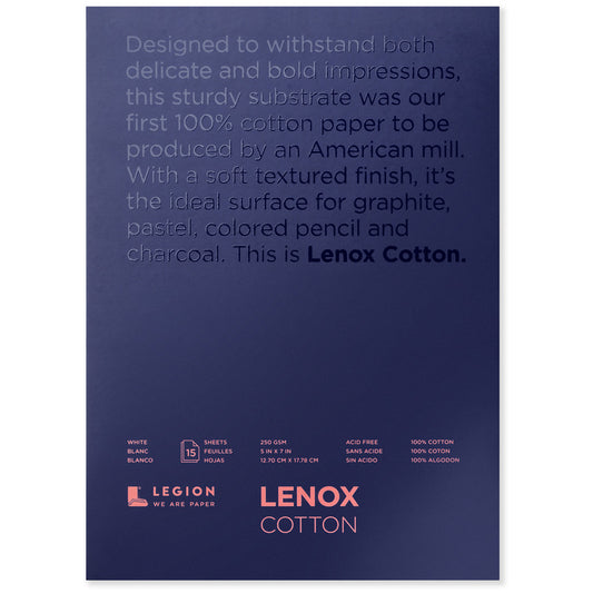 Legion - Lenox - White Cotton Paper Pad - 5x7