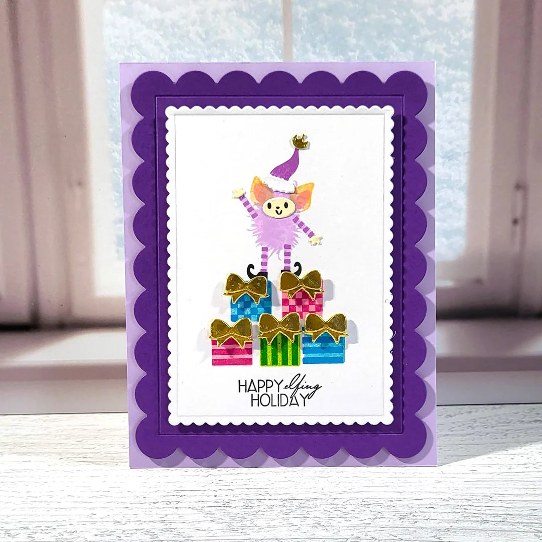 LDRS - Fuzzy Wuzzies Happy Elfing Holiday Stamp & Die Bundle