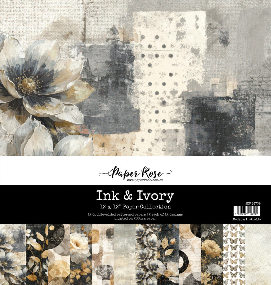 Paper Rose - Ink & Ivory - 12x12 Paper Collection