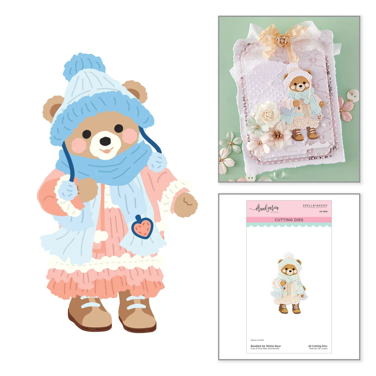 Spellbinders - Bundled Up Winter Bear Die Set by Frank Garcia