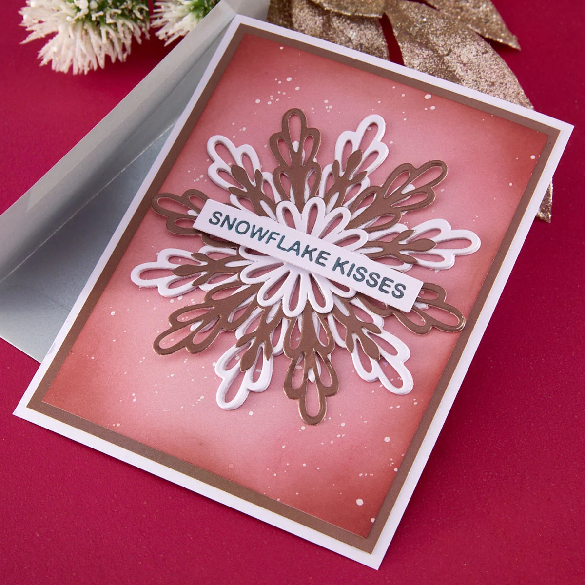 Spellbinders - Snowflake Kisses Sentiments Press + Foil Plate & Die Bundle by Lisa Horton
