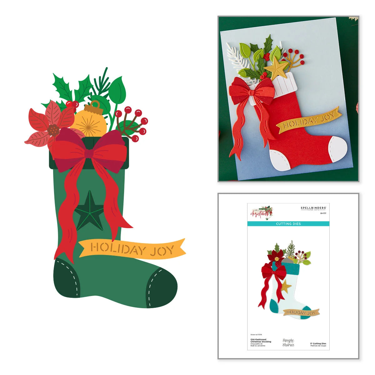 Spellbinders - Old-Fashioned Christmas Stocking Die Set with Simple Stories