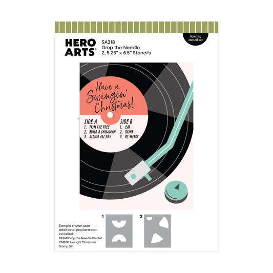 Hero Arts - Drop the Needle Stencil Set
