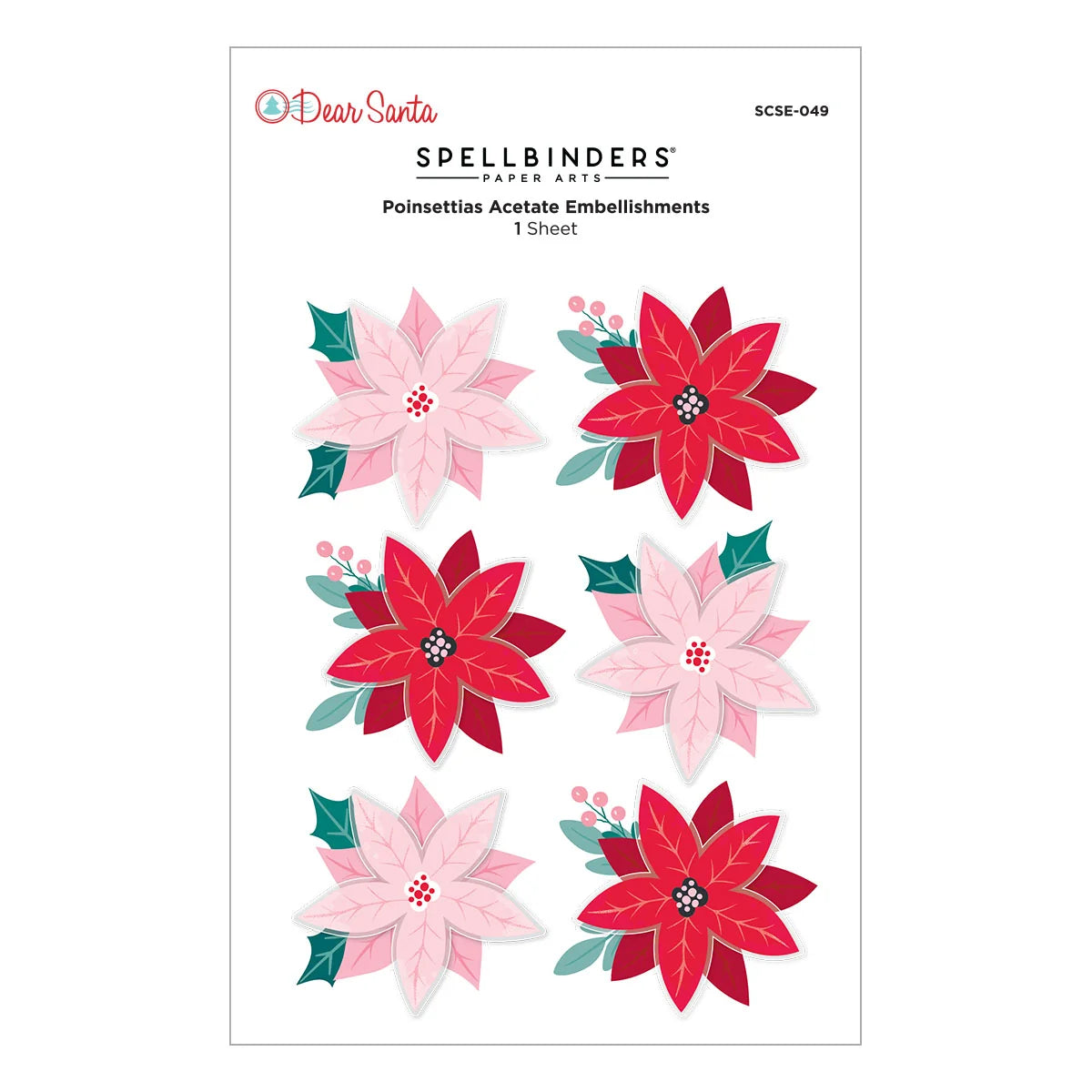 Spellbinders - Dear Santa - Poinsettias Dimensional Stickers
