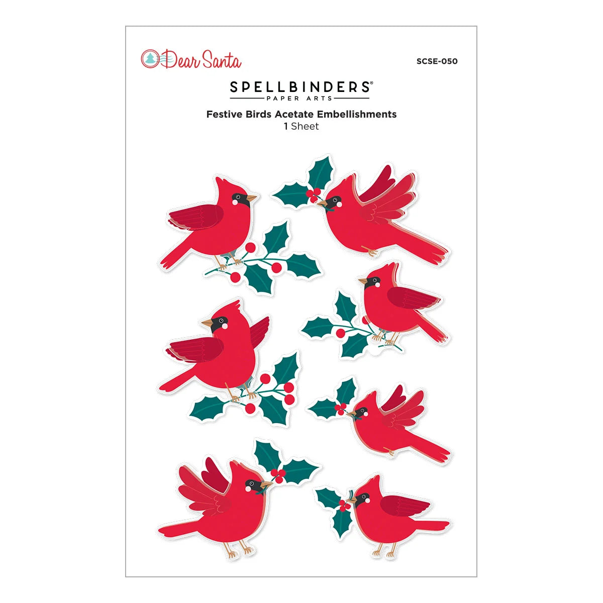 Spellbinders - Dear Santa - Festive Birds Dimensional Stickers