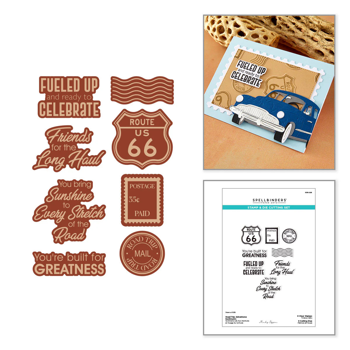 Spellbinders - Road Trip Adventures Sentiments Stamp & Die Bundle