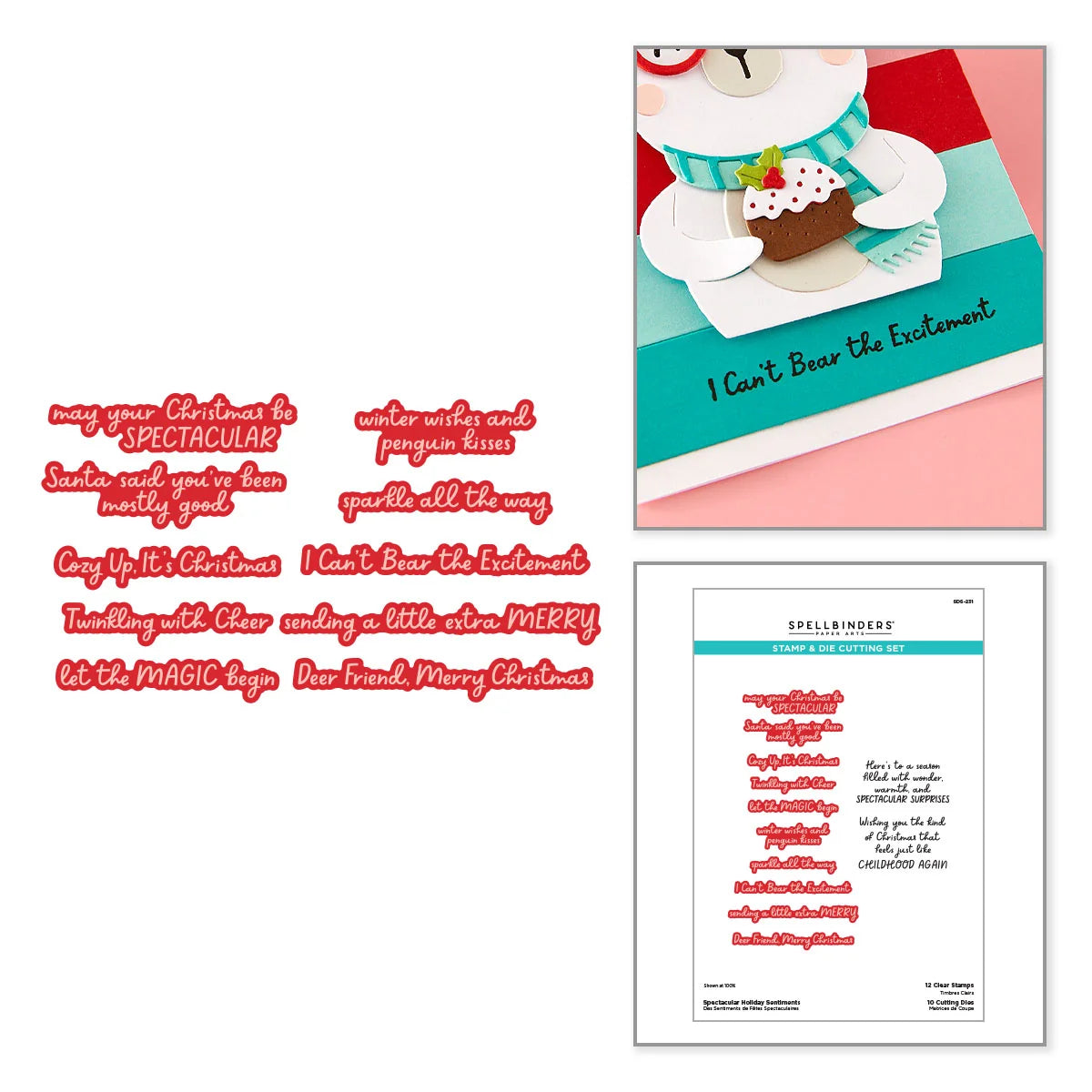 Spellbinders - Spectacular Holiday Sentiments Stamp & Die Bundle