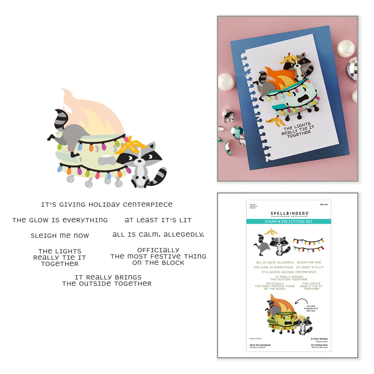 Spellbinders - Deck the Dumpster Stamp & Die Bundle