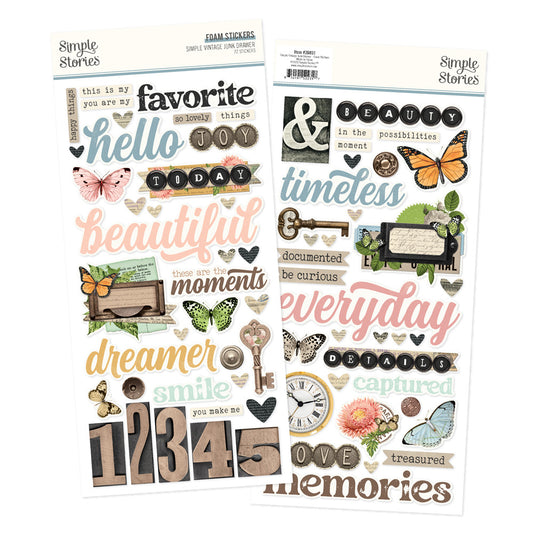 Simple Stories - Simple Vintage Junk Drawer - Foam Stickers