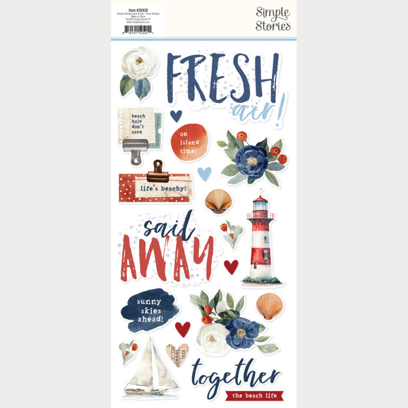 Simple Stories - Simple Vintage Sand & Sea - Foam Stickers