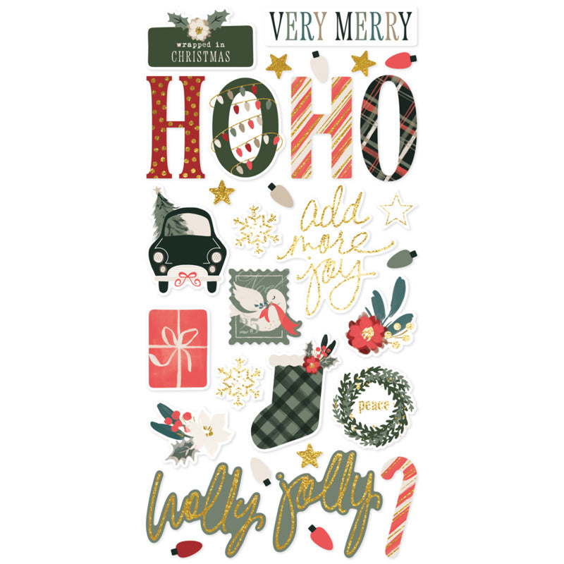 Simple Stories - Mistletoe & Holly - Foam Stickers