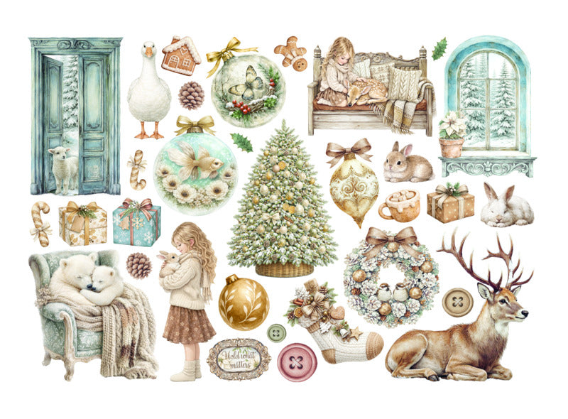 Stamperia - White Christmas - Adhesive Ephemera