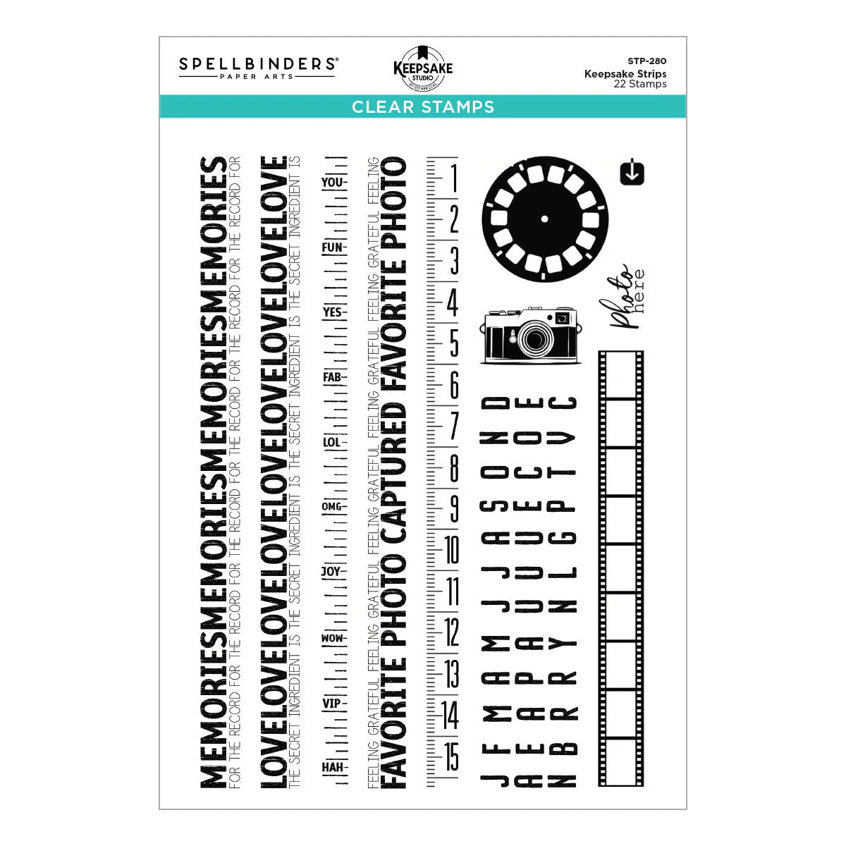 Spellbinders - Keepsake Strips Stamp Set by Esther Glas