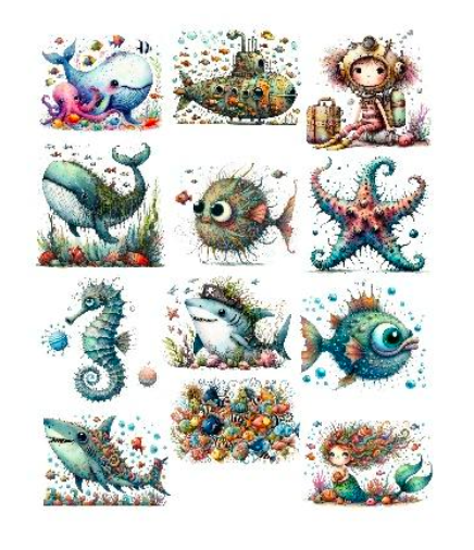 Simply Stated - Ephemera Pack - Quirky Water Critters