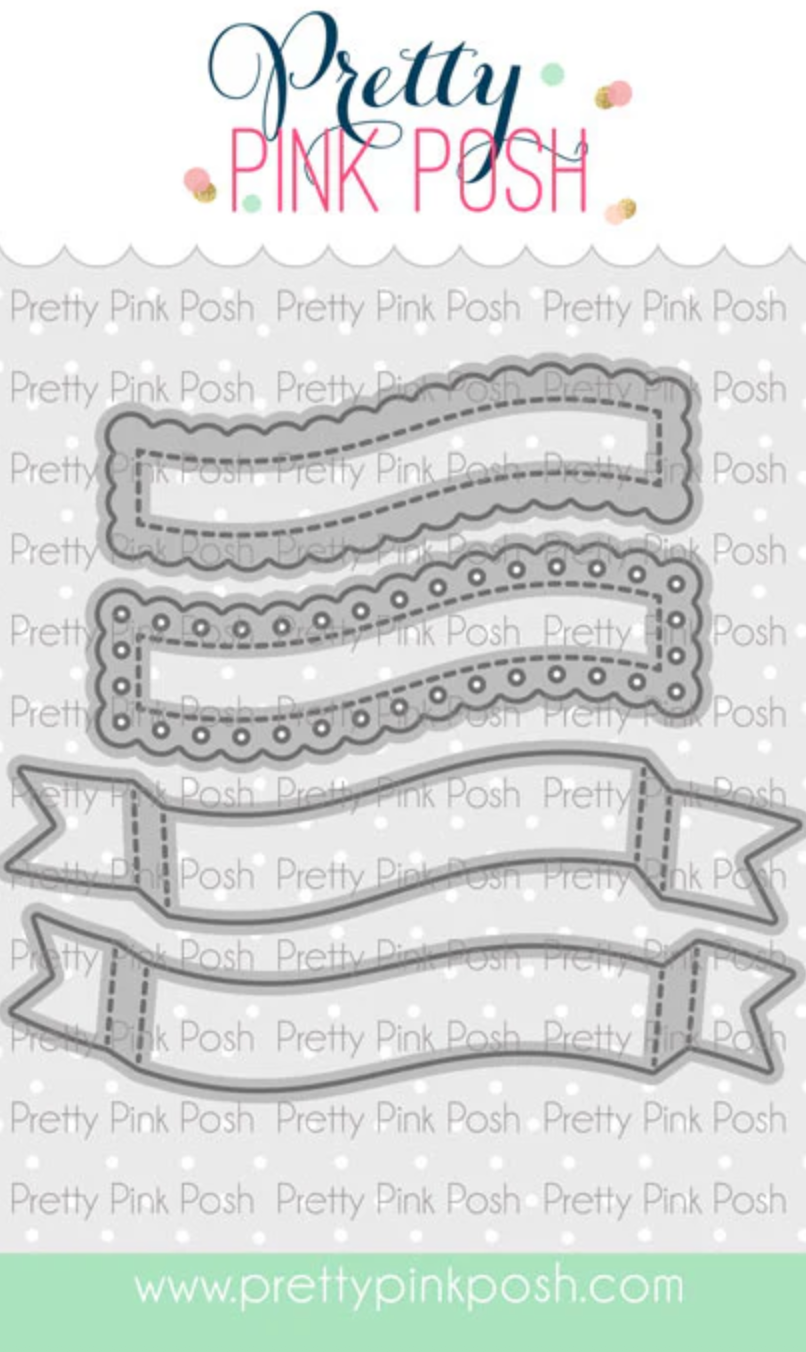 Pretty Pink Posh - Valentine Banner Greetings Stamp & Die Bundle