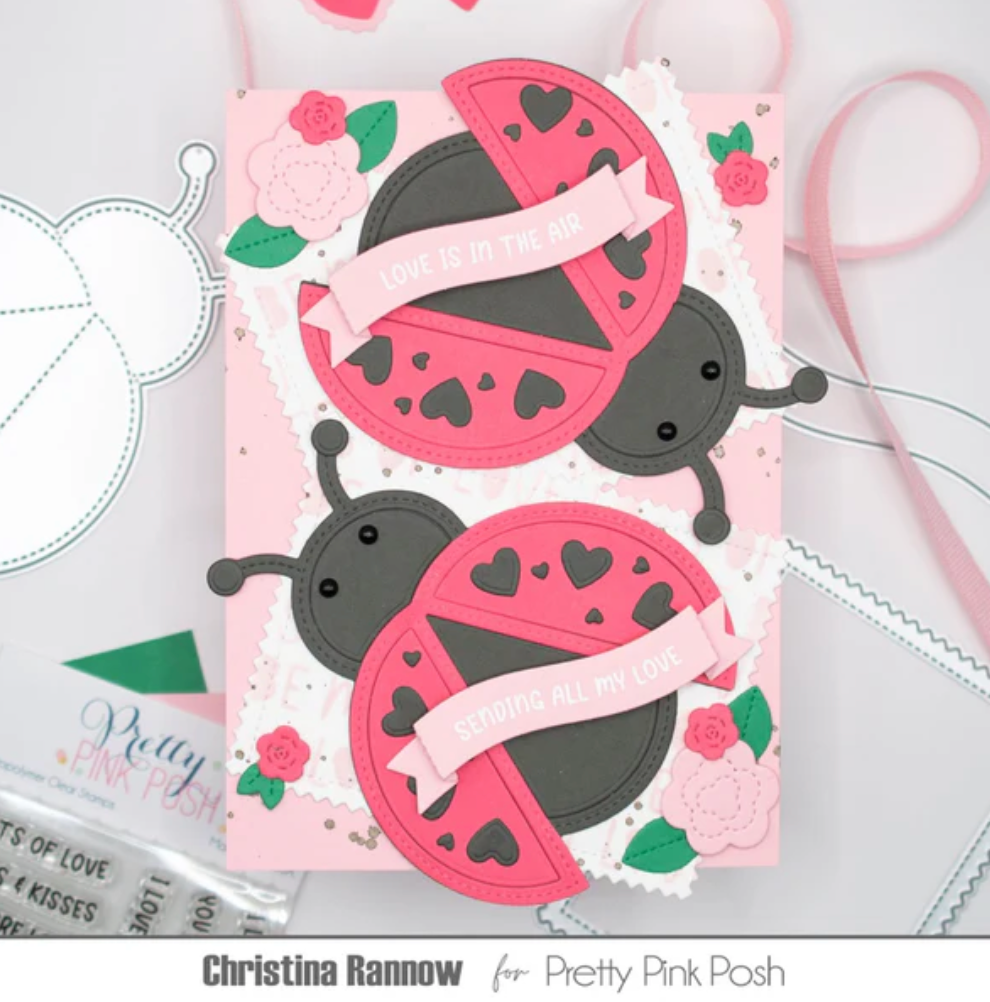 Pretty Pink Posh - Valentine Banner Greetings Stamp & Die Bundle