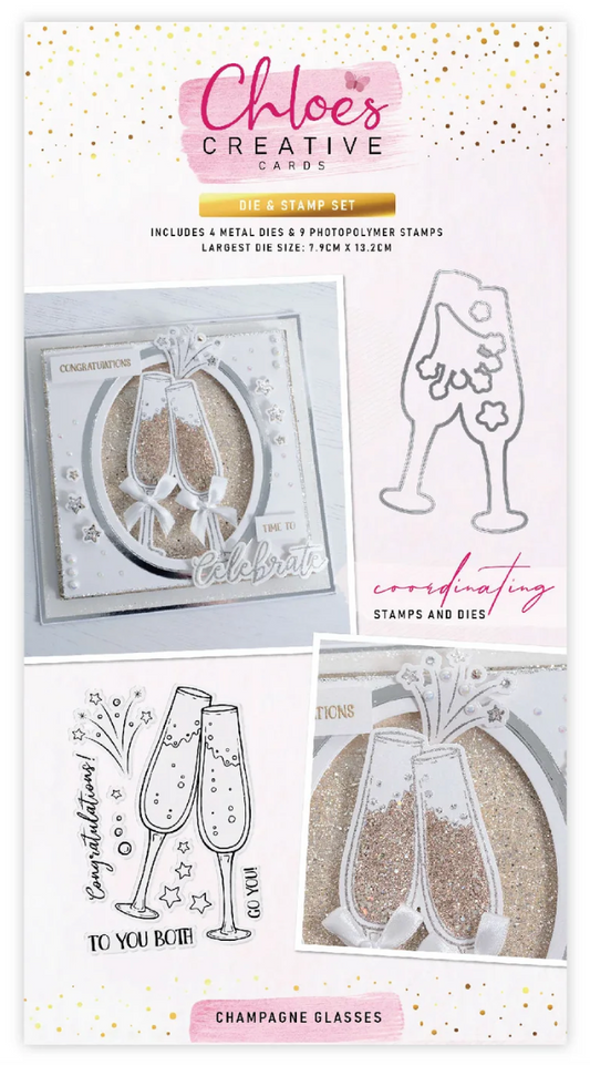 Chloe's Creative - Champagne Glasses Stamp & Die Bundle