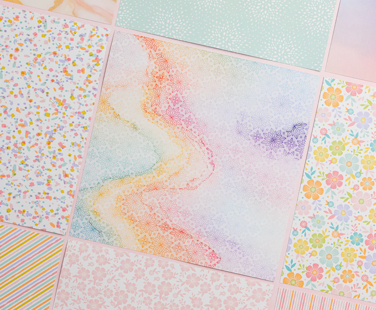 Chloe's Creative - Printed Vellum - Pastel Rainbow Delight