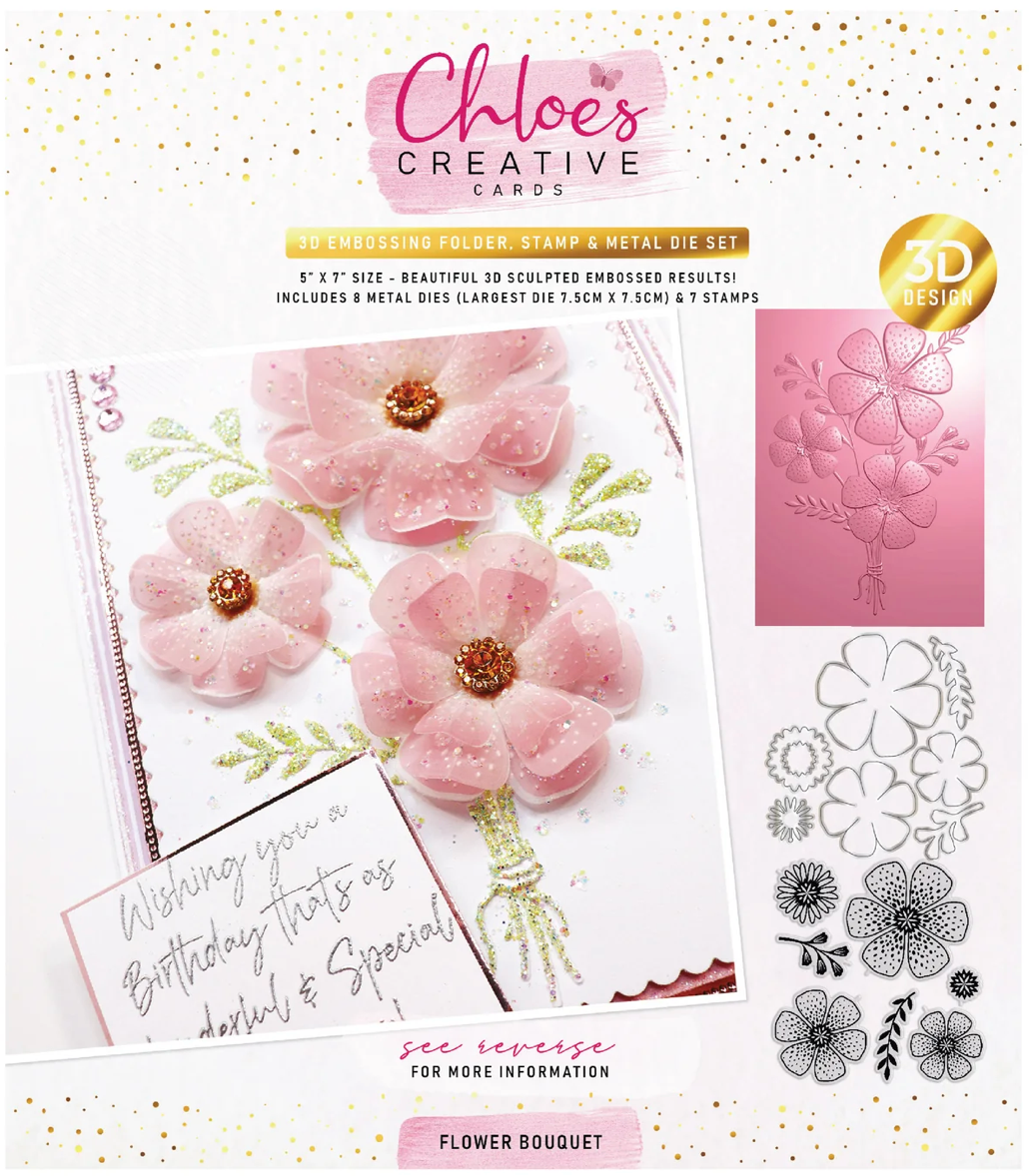Chloe's Creative - Flower Bouquet 3D Embossing Folder, Stamp & Die Bundle
