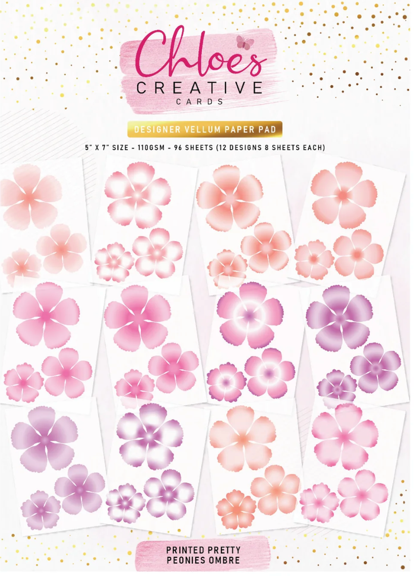 Chloe's Creative - Printed Vellum - Pretty Peonies Ombre