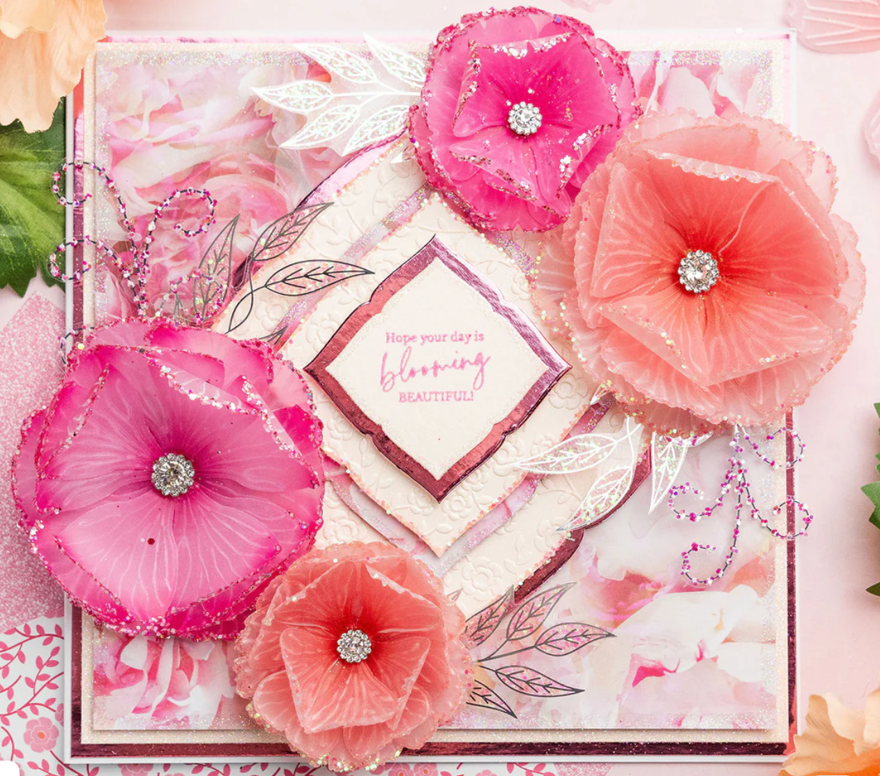 Chloe's Creative - Printed Vellum - Pretty Peonies Ombre